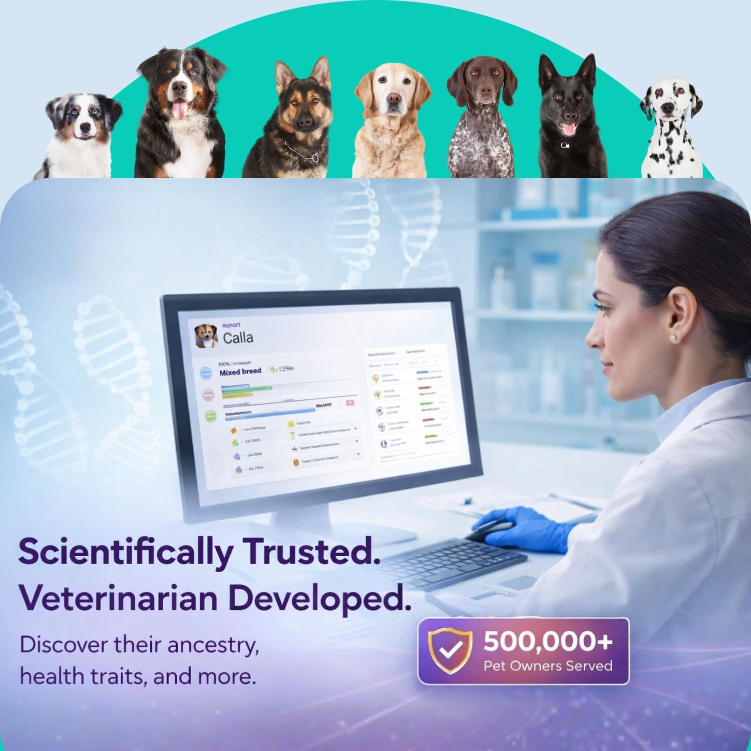 ORIVET Dog DNA Test Kit for Breed Identification & Genetic Health &ndash; 365+ Breeds, Puppy DNA Test, Mixed Breed Testing, Trait & Ancestry Report, at Home Cheek Swab, Vet Approved (ORIVET Genopet Plus) image number 4