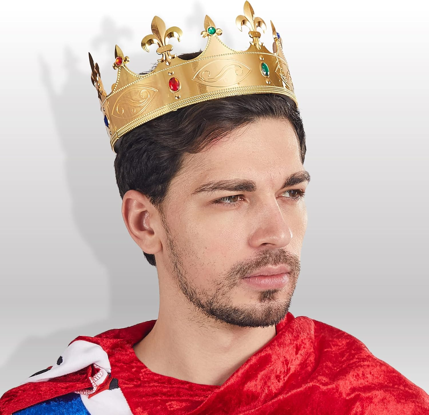 Spooktacular Creations Gold King Crown for Kids Men Women Costume Party Cosplay Props, Halloween Plastic Crown Hat for Dress Up, Pretend Play Party Accessories Decorations image number 1