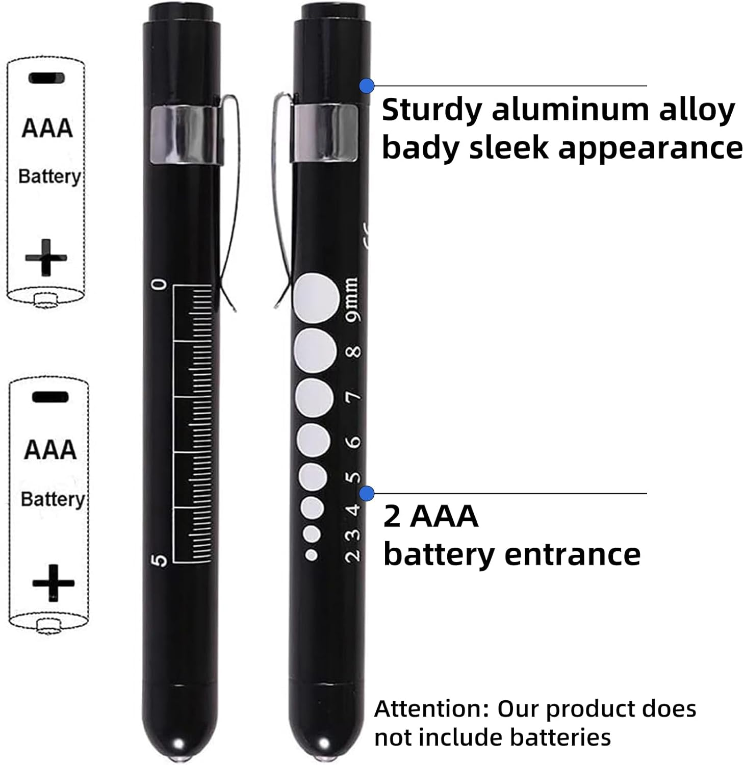 Hzqzaoan LED Medical Pen Light with Pupil Gauge & Clip (Battery Not Included) - Pocket Pen Torch for Doctors, Nurses & Students | Clinical Use for OSCE Exams & Nursing Practice image number 5