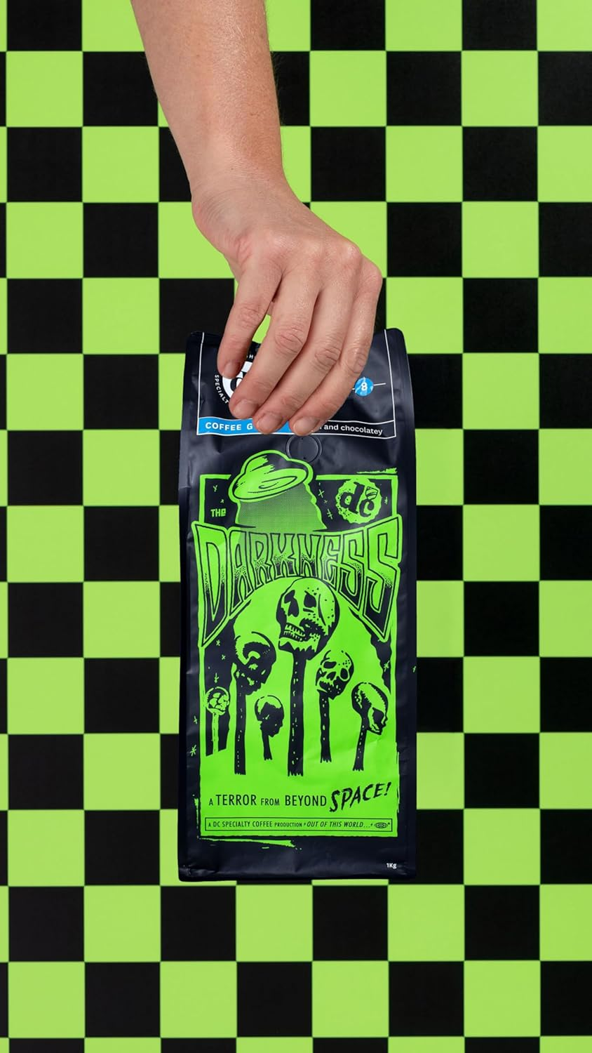 Dc Coffee the Darkness Strong Espresso Blend - Vanilla, Almond and Dark Chocolate Flavor - Embrace the Monstrous Brew (Ground Coffee Beans, 1Kg) image number 4