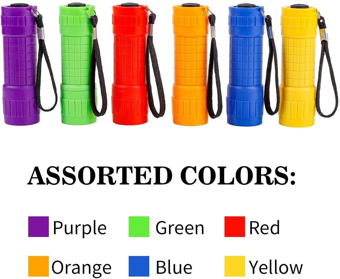 Whaply Small Mini Flashlights Pack of 6,Assorted Colors,New Type Cob Light,With 18 AAA Battery (6 Pack) image number 3