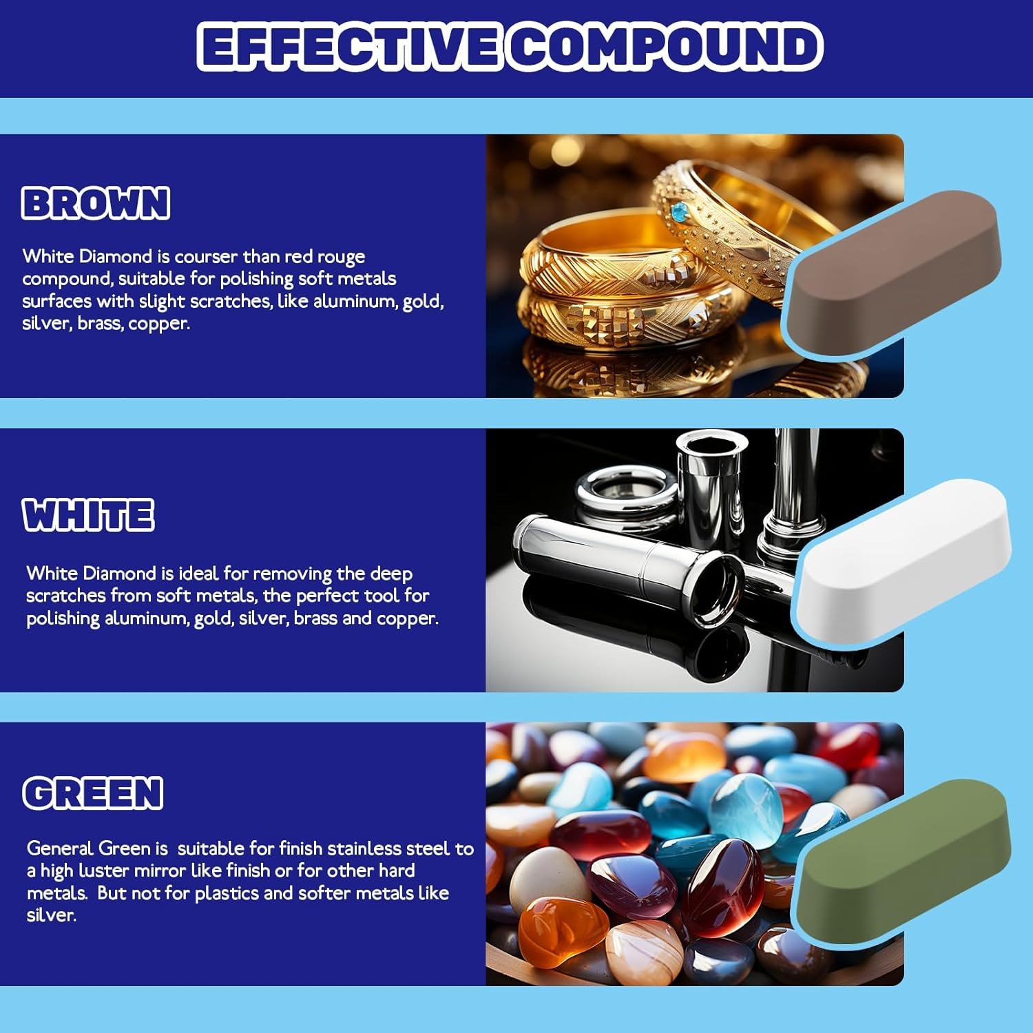 Waltool 16Pcs Assorted Buffer Wheel Set Contains 4-1/2 X 7/8 Inch Arbor Wool Felt Flap Disc, 4'' Wool Felt and Nylon Fiber Disc with 3 Polishing Compound & Metal Wrench for Angle Grinder image number 3