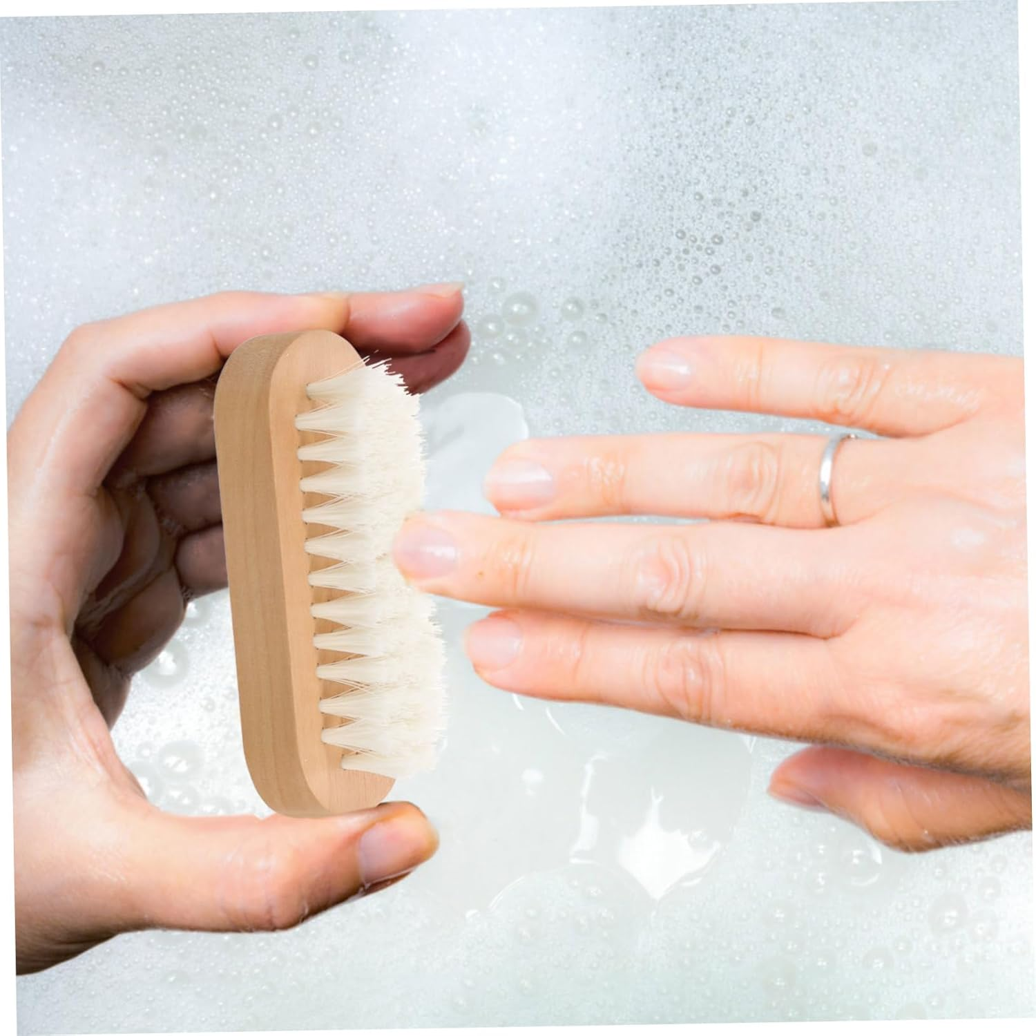 DRESSOOS 4Pcs Double Sided Wooden Nail Brush with Flexible Natural Bristles for Fingernail and Toe Cleaning Hand Scrubbing Tool Suitable for Men Women Kitchen Bathroom and Pet Random Color image number 6