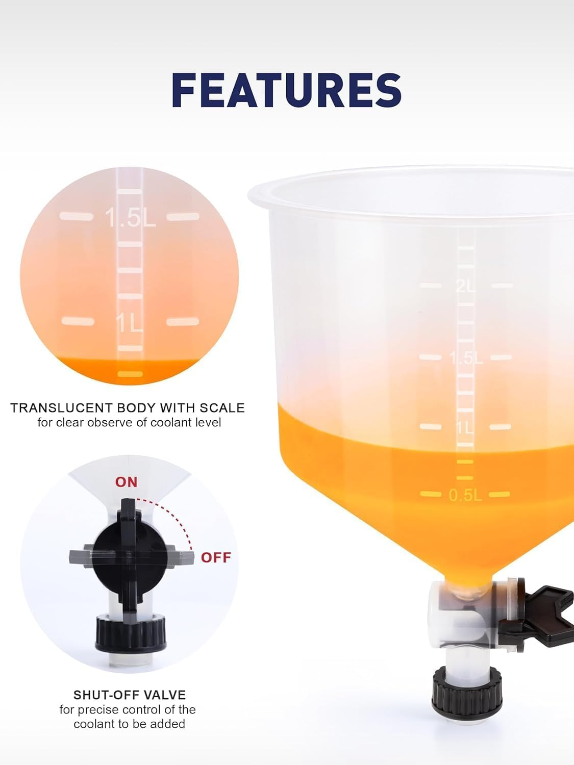 No-Spill Coolant Funnel Kit, Spill Proof Funnel Bleeder with Adapters Valve Switch and Handle, Car Coolant Refill Tool, Universal Fitment Applicable to Any Vehicle image number 6