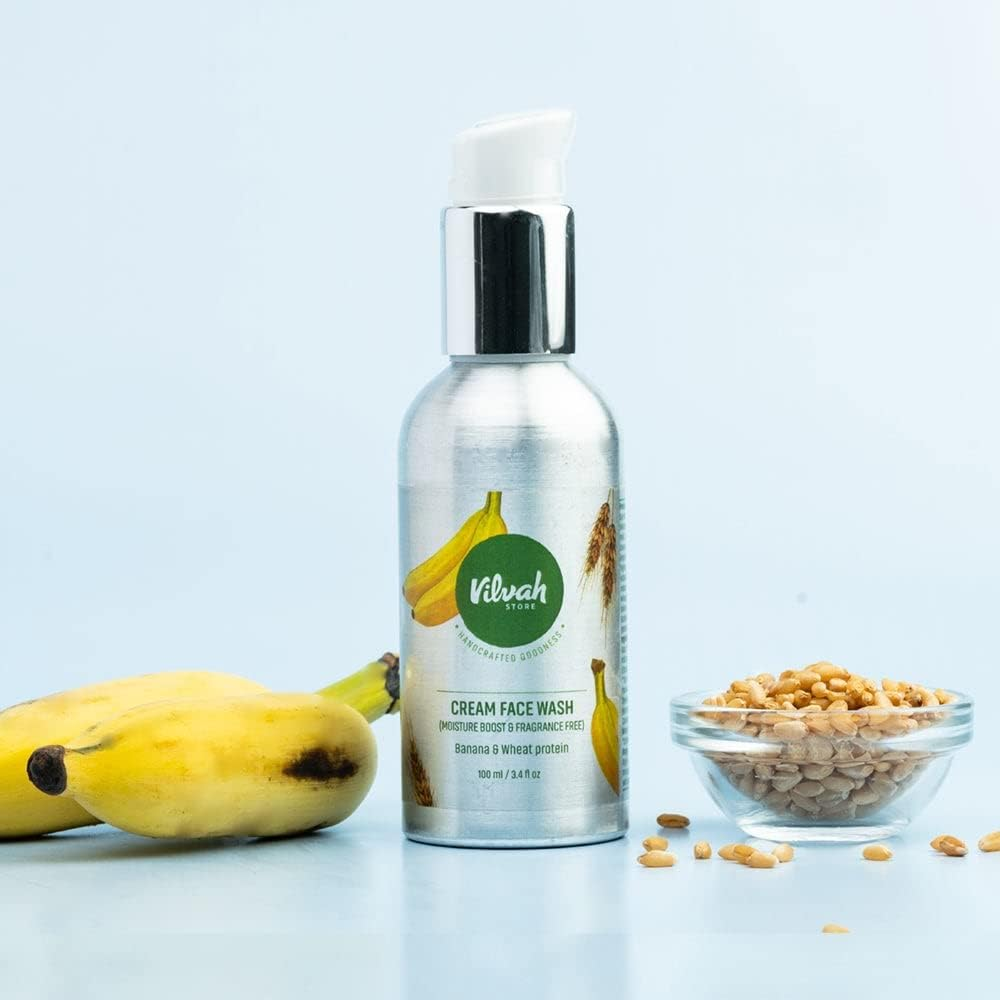 Vilvah Store Face Wash Cream Fragrance-Free for Sensitive, Flaky Skin; Protects Dry Skin; Soothes and Nourishes the Sensitive Skin; NO Parabens & Silicones, 100Ml image number 4