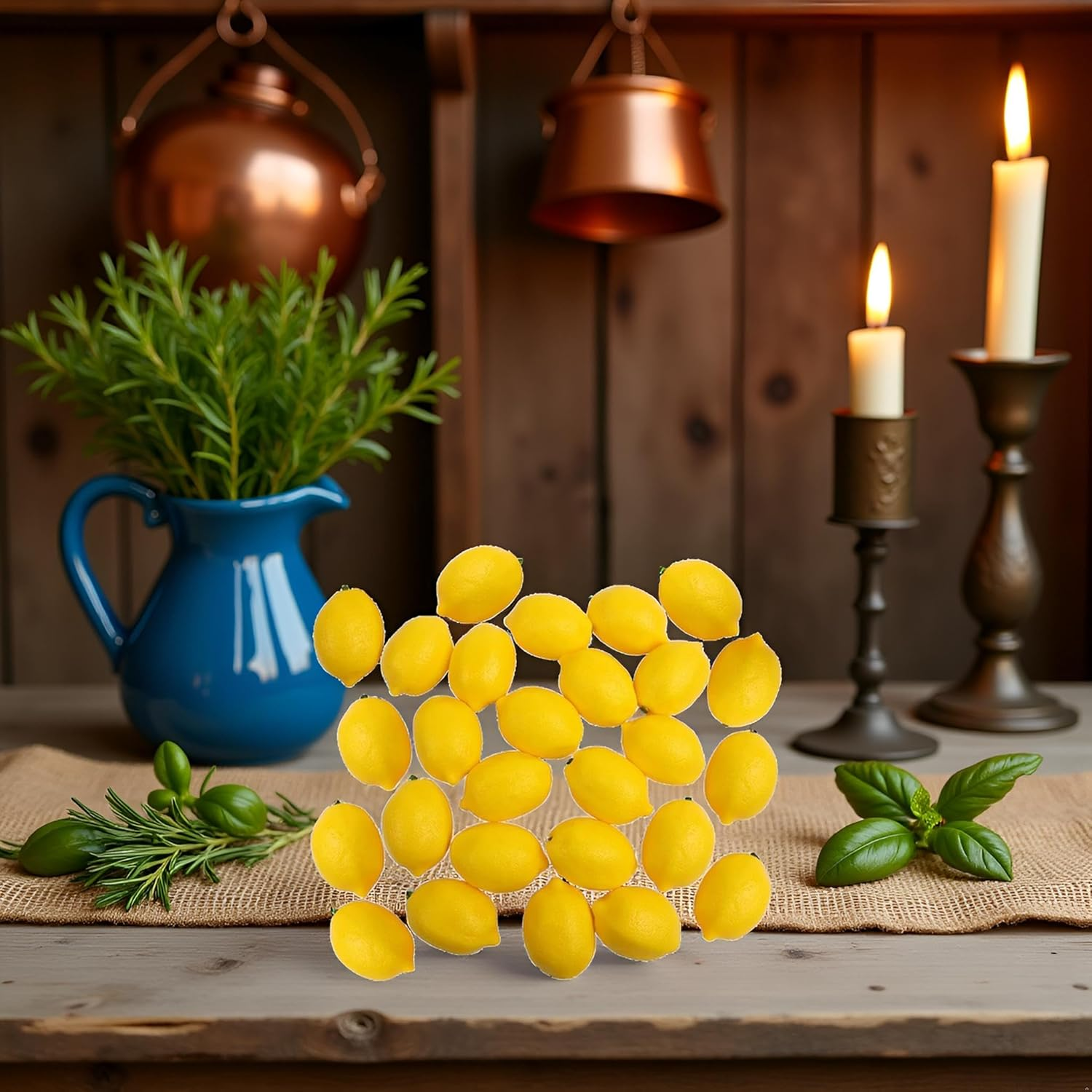 Yuanholumid 10Pcs Artificial Mini Lemon Decor Fake Fruit Home Party Festival Decoration Props，Quality and Creative House Kitchen Party Decoration Artificial Fruit image number 1