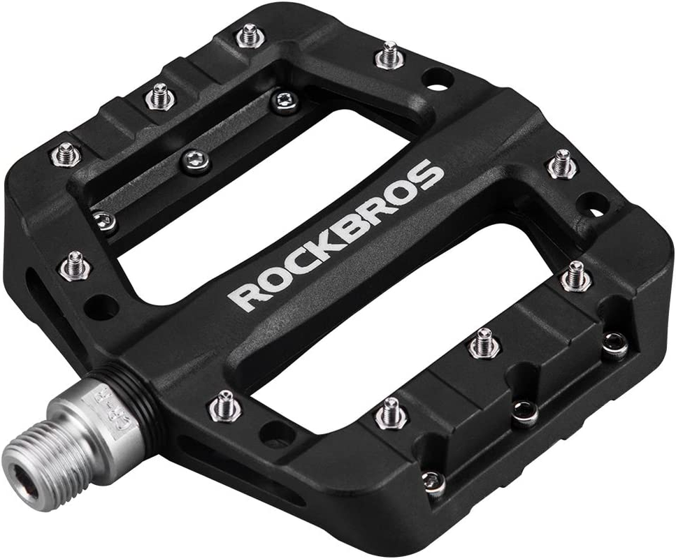 Rockbros MTB Pedals Mountain Bike Pedals Lightweight Nylon Fiber Bicycle Platform Pedals for BMX MTB 9/16"