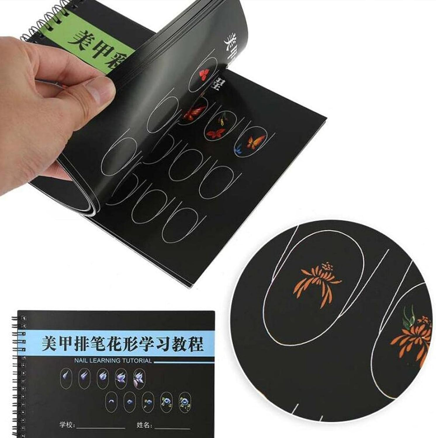 Nail Art Practice Template Learning Paper Book for Beginner Line Drawing 21X14 Cm - Painting 21X14 Cm image number 6