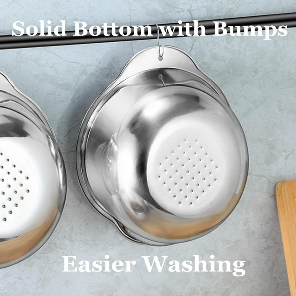 Stainless Steel Rice Washing Bowl Versatile 3 in 1 Colander Strainer for Kitchen Vegetables Fruits Silver 9.84 In image number 2