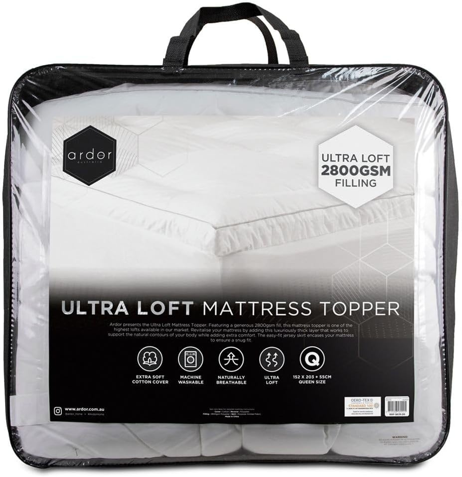 Ardor 2800GSM Standard Microfibre Mattress Topper Vaccum Packed, White, Double image number 1