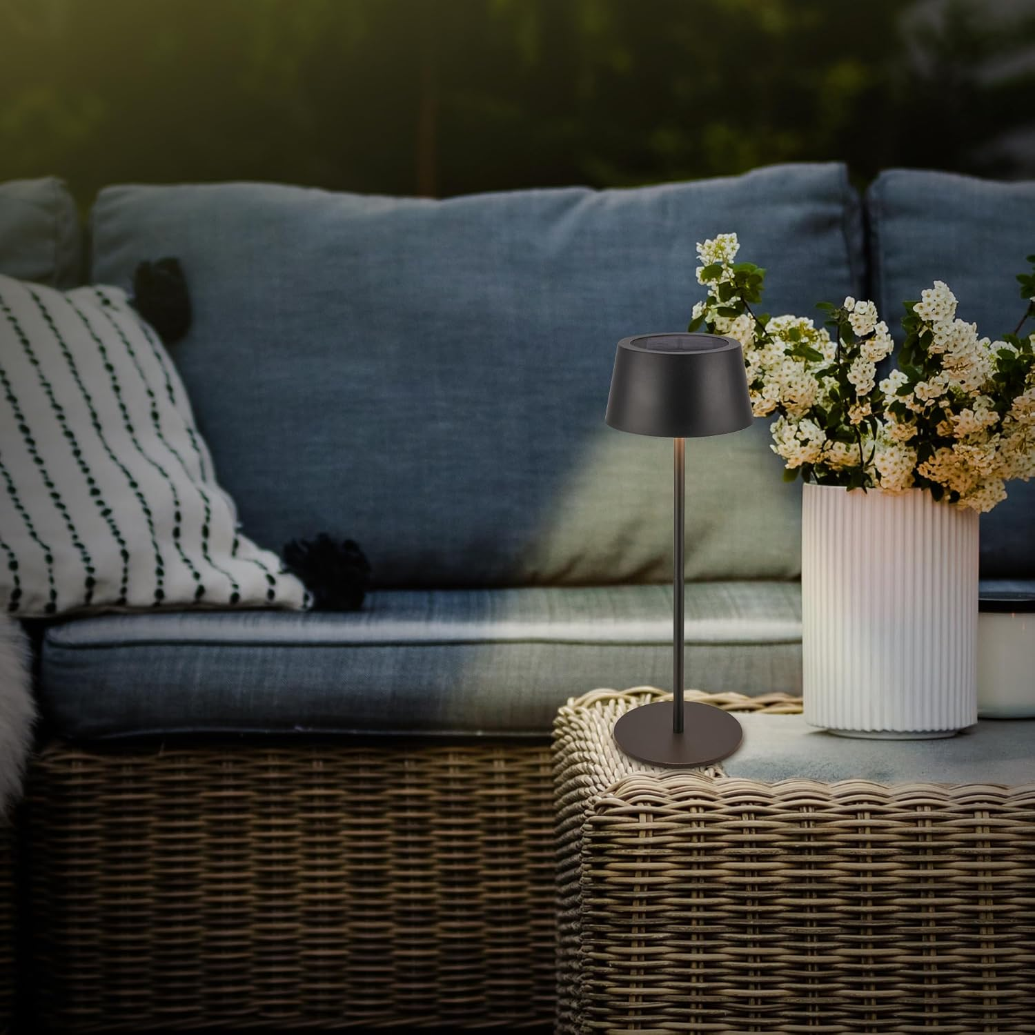 BRILONER - LED Table Lamp Wireless IP44 with Touch, CCT, Dimmable, Solar, Bedside Lamp, Reading Lamp, LED Lamp, Camping Lamp, Table Lamp, Battery Lamp, Outdoor, 11.5 X 32 Cm, Black image number 1