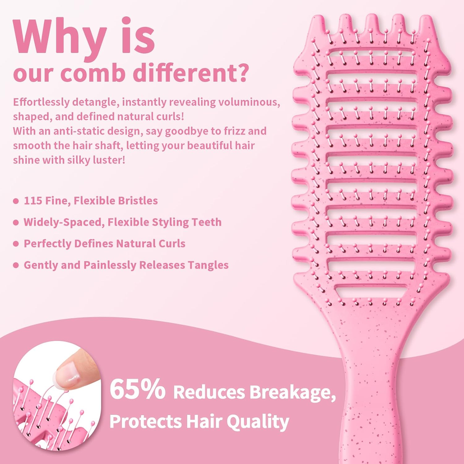 Hair Brush, Curl Hair Brush, Curl Brush, Styling Brush for Curly Hair, Straight, Fine, Wet and Long, Anti-Breakage for Women, Men and Children image number 1