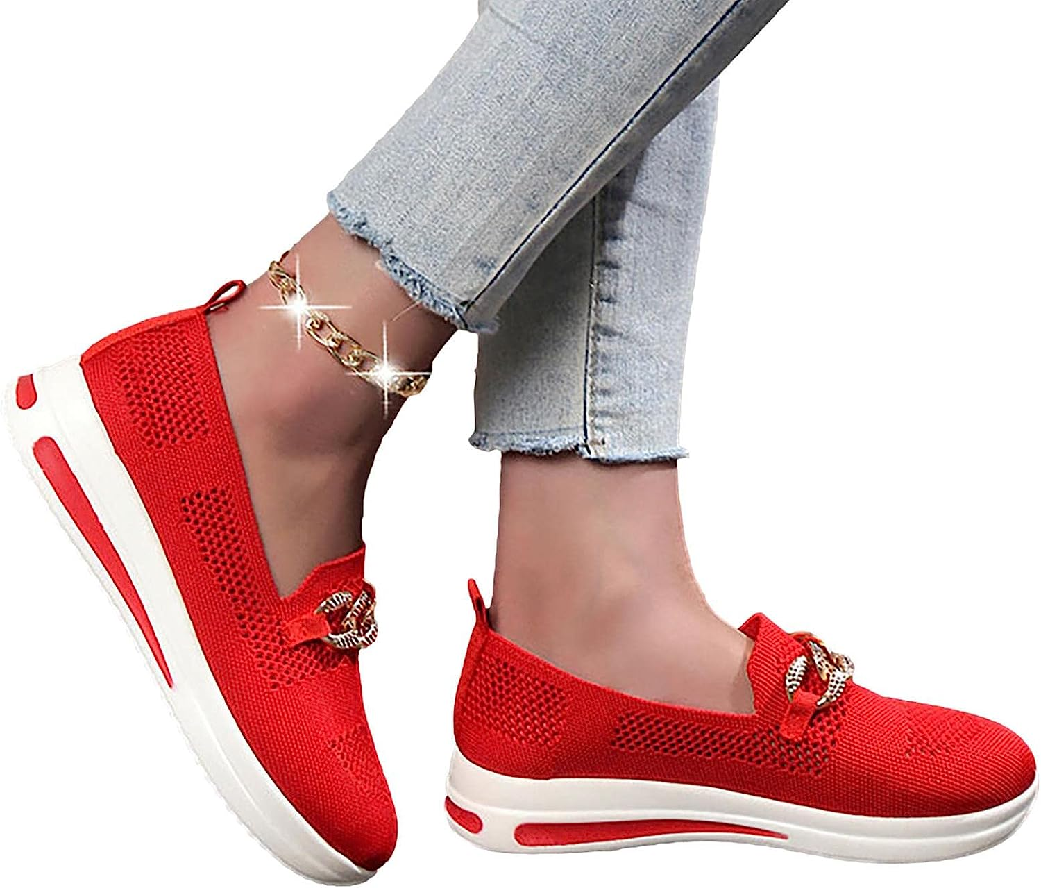 PUCHEN Walking Shoes for Women with Arch Support - with Arch Support Shoes for Women,Orthopedic for Gardening Work Fishing Leisure Shopping Red image number 4