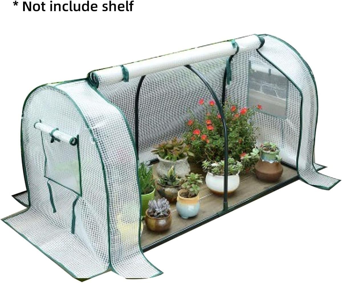 AIMALL Greenhouse Tunnel Cover 130X60X50Cm Transparent and Grid PVC Flower House Cover Outdoor Plant Protector Replacement Cover Only No Shelf Included - Transparent image number 7