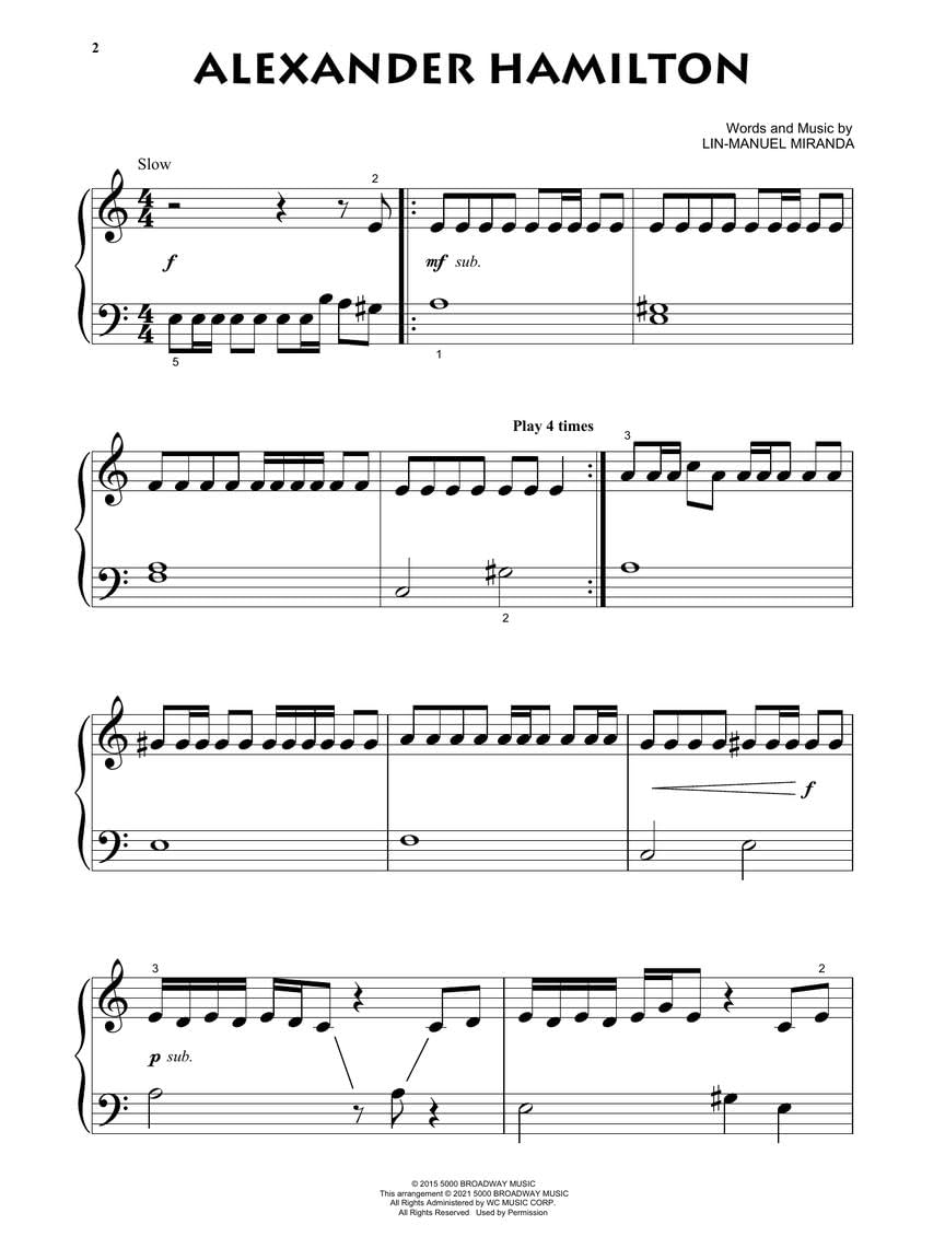 Hamilton - Beginning Piano Solo Songbook image number 4