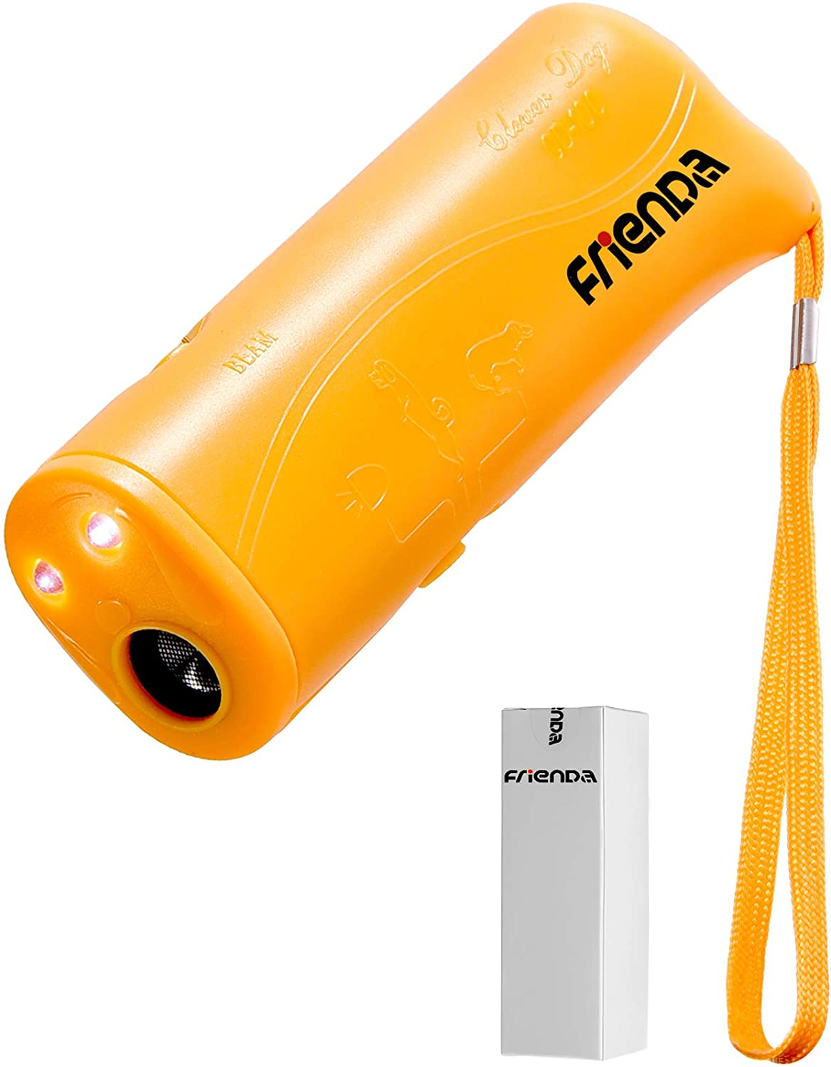 Frienda LED Ultrasonic Dog Repeller and Trainer Device 3 in 1 anti Barking Stop Bark Handheld Dog Training Device (Black)