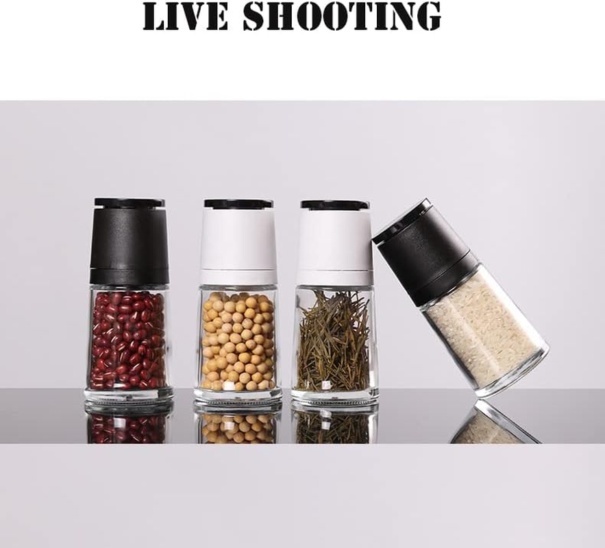 2 PCS Salt and Pepper Shakers Grinders Adjustable Coarseness Mills Glass Material to Refill Sea Salt,Black Pepper,Kitchen,Barbecue,Party image number 4