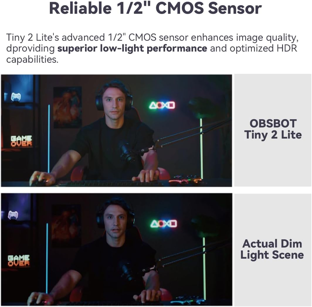 OBSBOT Tiny 2 Lite Ai-Powered 4K PTZ Webcam Stunning UHD 4K Resolution 1/2&rdquo; CMOS Sensor 4X Digital Zoom AI Auto Tracking with Auto Zoom Gesture Control 2.0 image number 4