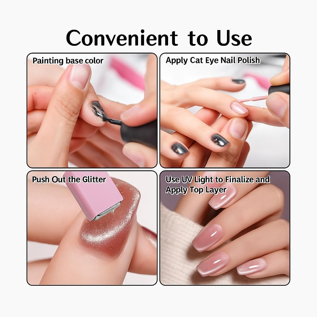 SYGELER Nail Magnet,3 in 1 Multifunctional Cat Eye Gel Nail Polish Magnet for Nail Art, Nails Magnet Strong Suction for Home DIY, Salonsalon