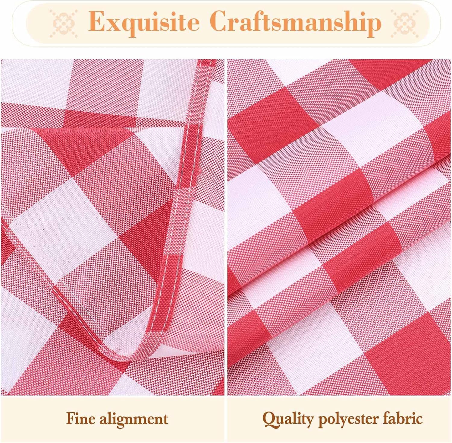 Kesfey Red Gingham Tablecloth Polyester 140X200Cm, Rectangle Checkered Tablecloth Spillproof and Wrinkle Resistant for Outdoor and Indoor Use, Plaid Table Cloth Wipe Clean image number 2