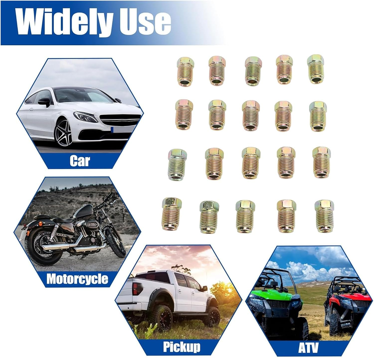 20 Pcs Brake Line Nuts Fittings, M10 X 1Mm Universal Rustproof Metric Invert Flares Fittings for 3.16 Inch Brake Line Tube image number 5