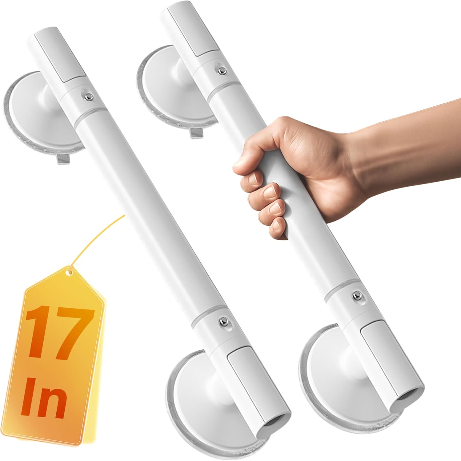 Grab Bars for Bathtubs & Showers - 2 Pack Grab Bar Strong Suction for Seniors and Elderly, Removable Bathroom Shower Handle 45CM / 17.72Inch, Heavy Duty Safety Grip Handrails, No Drilling image number 6