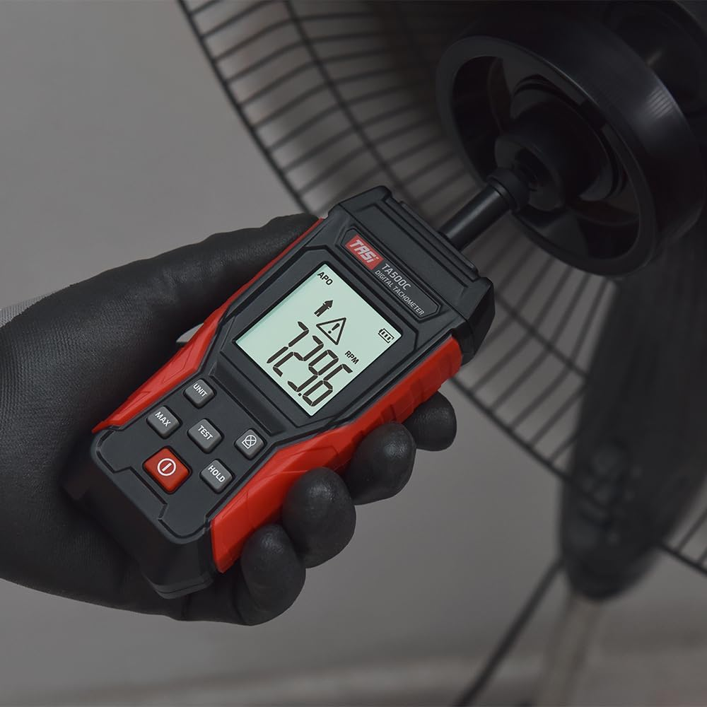 Mingzhe Tachometer Contact & Non-Contact Digital Tachometer Laser Photo Tachometer 3～100000RPM High Accuracy RPM Tachometer Backlit Display Data Hold Auto Power Off image number 1