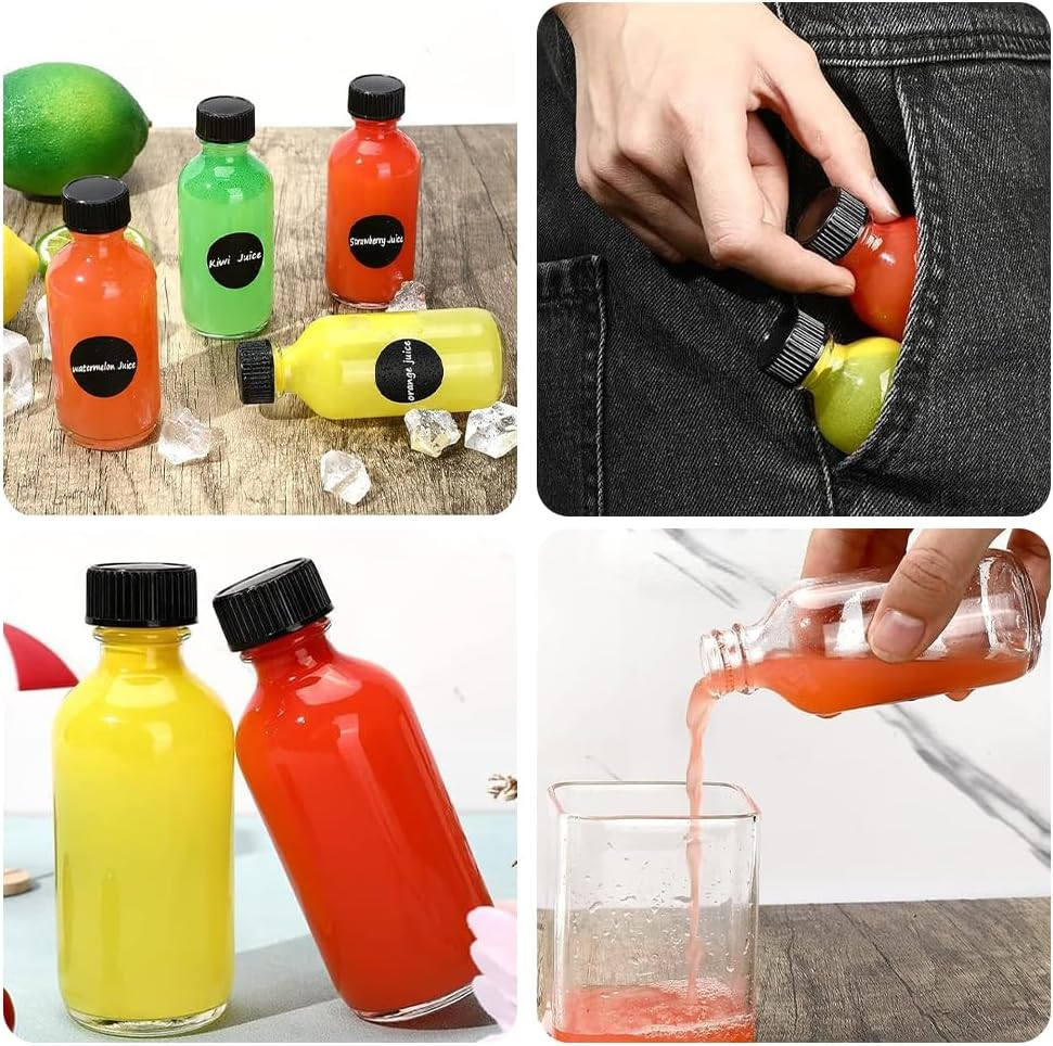 12 Pack Glass Bottles,Glass Bottle with Accessories,Wellness Shot Bottles,Liquid Storage,Mini Travel Jar,For Diy Essential Oils, Perfumes, Whiskey and Juices image number 3