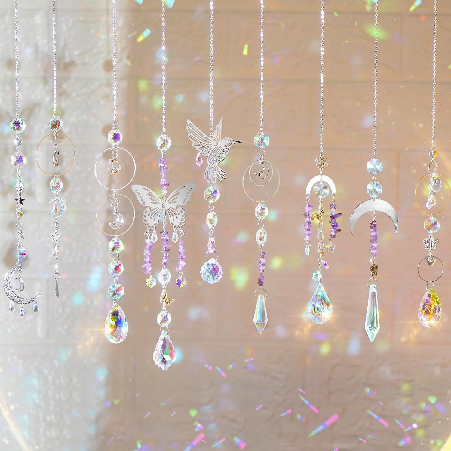 Nuyikaso 400Pcs DIY Sun Catchers Crystal Making Kits Craft for Adults Suncatcher Hummingbird Window Wind Chime Sun Catcher Decoration Pendant Prism for Home Office Garden Christmas Wedding image number 6