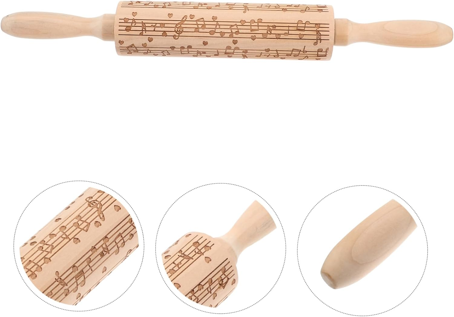 WOONEKY Wooden Dough Roller Non-Stick Rolling Pin for Baking Embossed Christmas Cookie Pattern Multi-Use Pasta Pressing Tool Kitchen Dough Roller image number 6