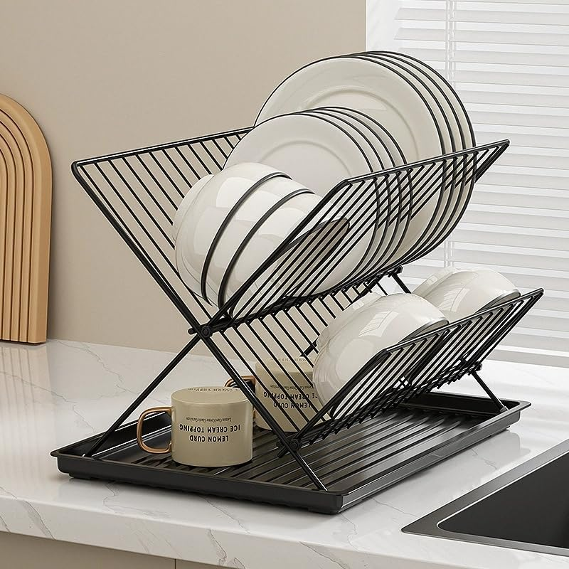 Roll up Dish Drying Rack, over Sink Multipurpose Foldable, Kitchen Sink Accessory (White, 2 Layer) image number 4