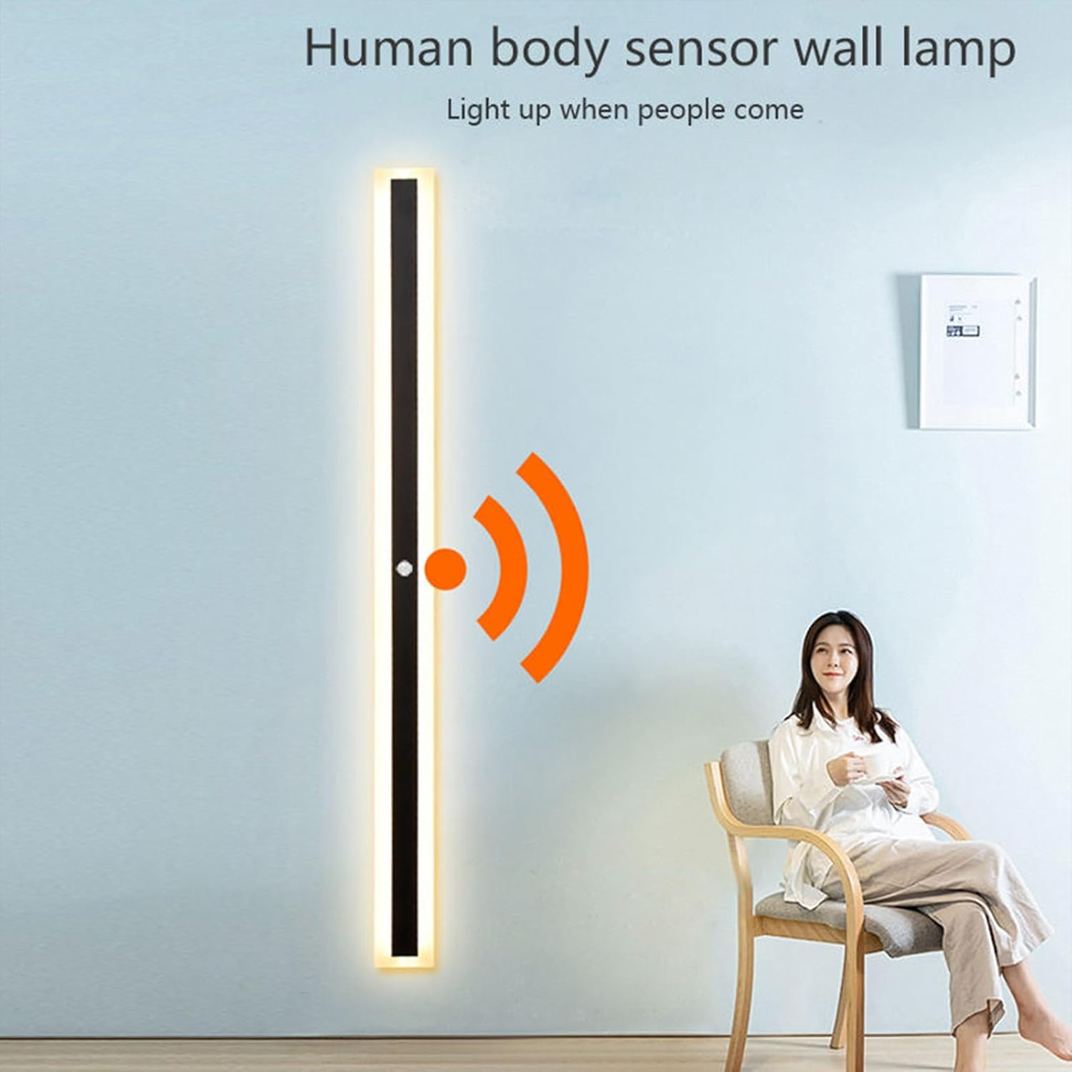 Outdoor Garden Wall Light with Motion Sensor Wall Lamp Indoor Black LED Long Wall Sconce Exterior IP67 Waterproof Modern Warm White Light outside Porch Balcony Garage (180Cm,White Light) XXZ image number 4