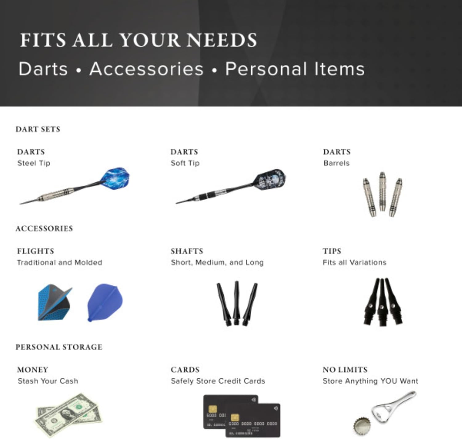 Casemaster by GLD Products Unisex-Adult Dart Nylon Storage/Travel Case 36-0901-01, Black, Approx. 0.71 Inch/1.8Cm image number 5