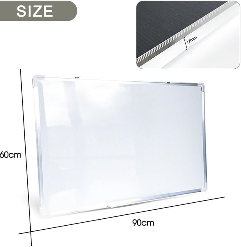 Leona Co Magnetic Dry Erase Board, Wall Mounted Whiteboard, 90 X 60 Cm, Lightweight Portable White Board, Wall Mounted Board for Kids, Home, Office, School with Marker & Eraser & Magnet Buttons