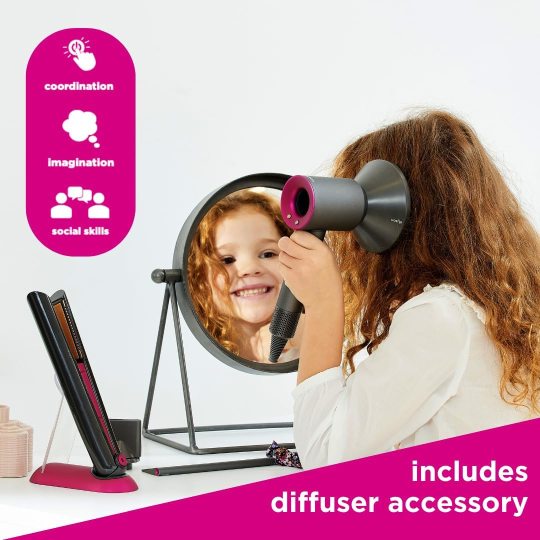 Casdon Dyson Supersonic & Corrale Deluxe Styling Set | Toy Hairdryer & Straighteners for Children Aged 3 Years & up | Stacked with Interactive Elements! image number 5