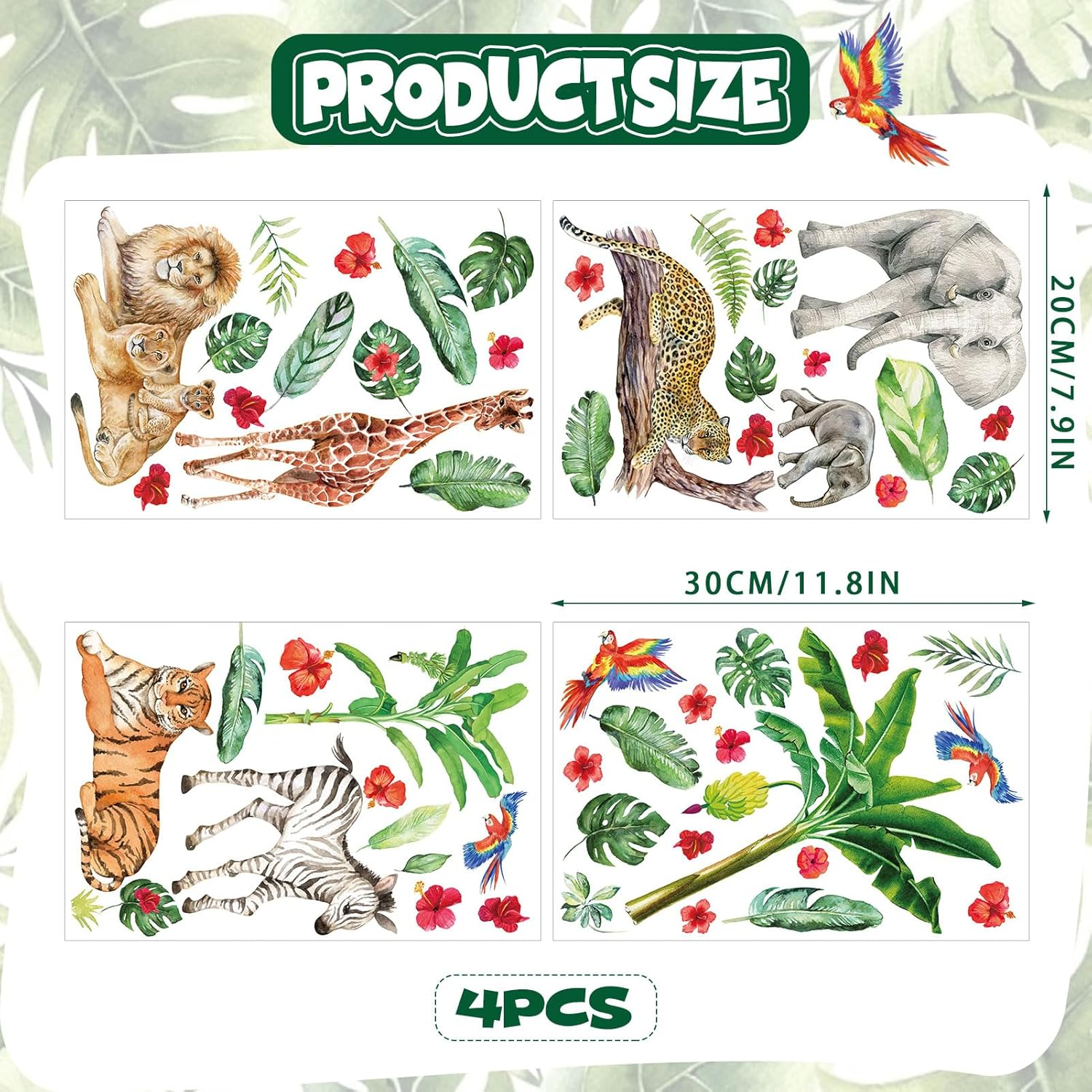 Glow in the Dark Jungle Animals Wall Decals,Glowing Luminous Safari Animals Wall Stickers Removable Self-Adhesive Forest Tiger Elephant Palm Trees Decals for Boys Girls Bedroom Kids Nursery Decoration - Dinosaur image number 2