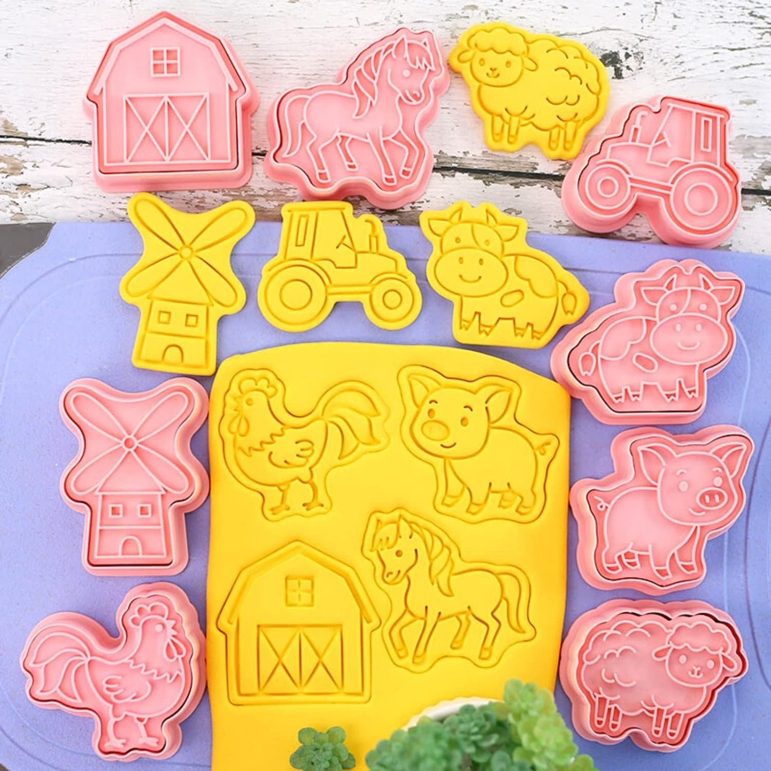 Crethinkaty Farm Animal Cookie Cutter Set-8 Plastic Cookie Stamp- Farm Animal Theme Fun Cookie Mold, Children'S Baking Set. - Small Animal image number 6