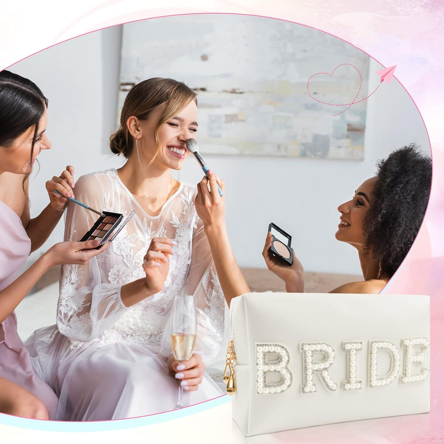 Kovewon Cosmetic Bags, White, Bride image number 3