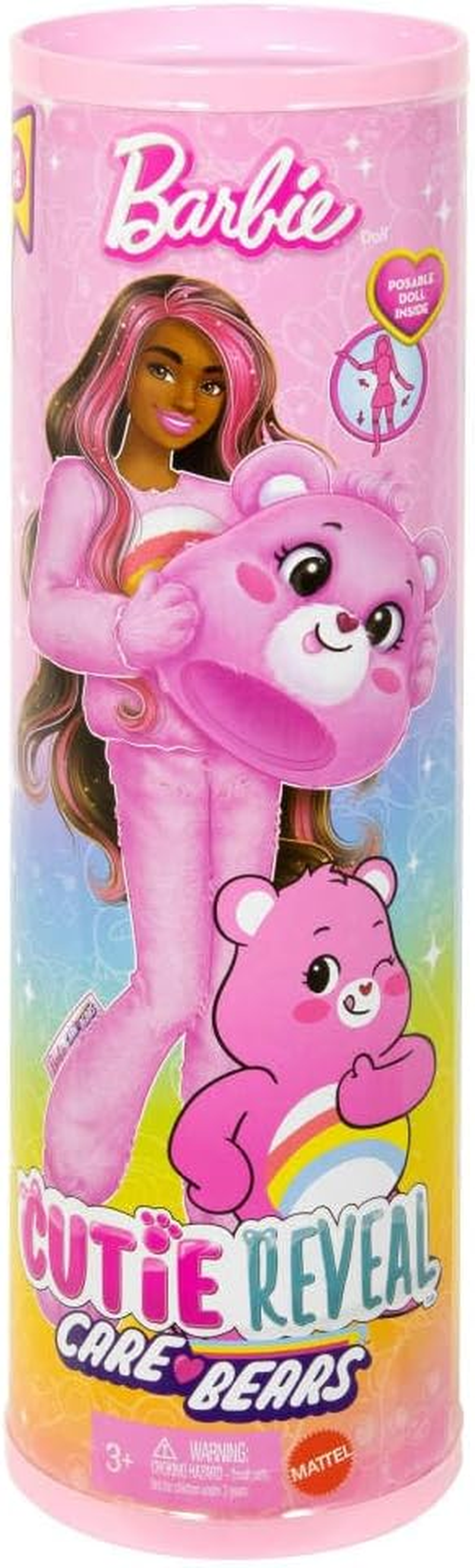 Barbie Cutie Reveal Care Bears Series Doll & Accessories Set with Cheer Bear Plush Costume & 10 Surprises Including Color Change & Mini Bear - Multicolor image number 4