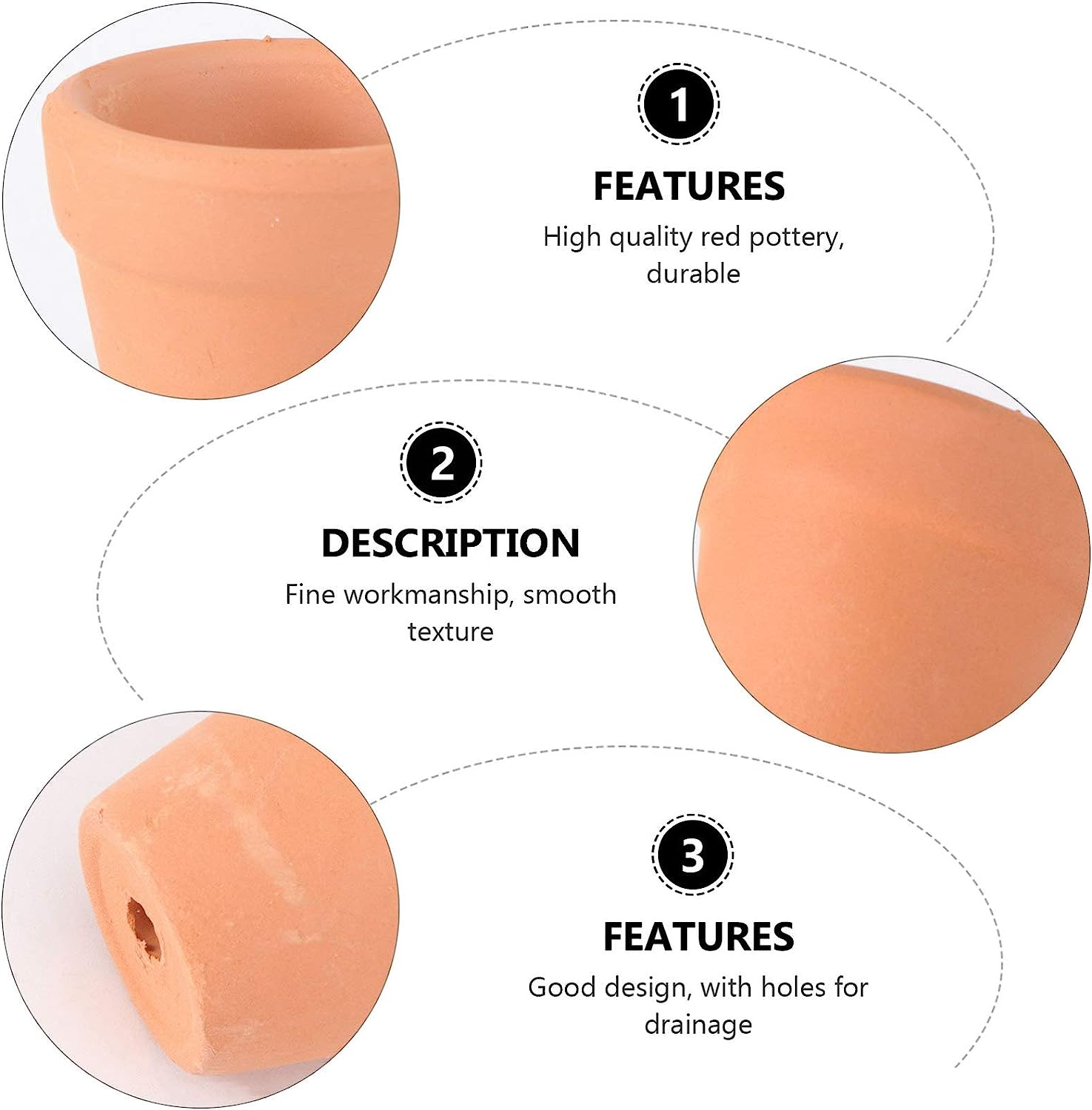 12PCS Mini Clay Pots, 1. 2 Terracotta Pot Clay Ceramic Pottery Planter, Cactus Flower Cotta Pots, Succulents Nursery Pots, with Drainage Hole, for Indoor/Outdoor Plants, Crafts