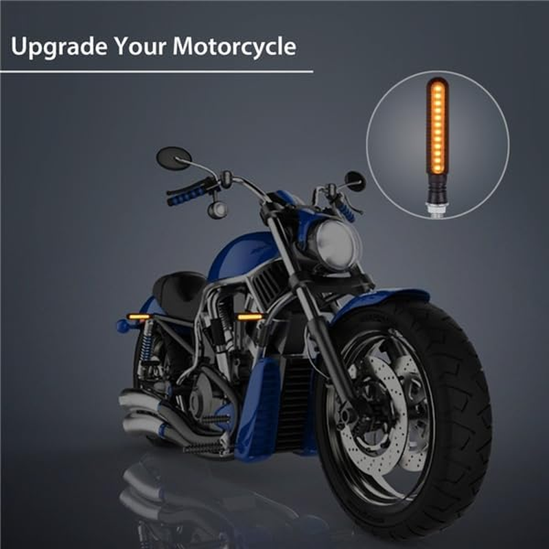 Anhoer 4X Motorcycle Led Turn Signal Light 12V LED Light Sequential Flow Turn Signal Motorbike Turning Indicators for Motorcycle Motorbike Scooter ATV Amber Light Bar image number 3