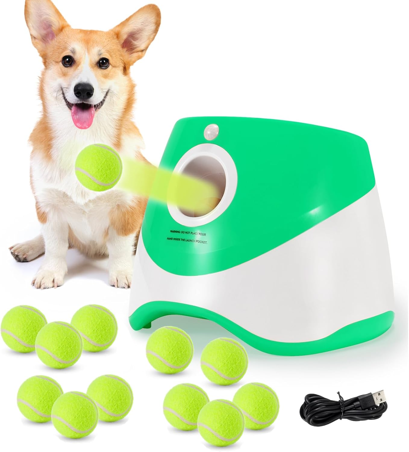 Dog Ball Launcher with 12 Tennis Balls, Automatic Dog Ball Thrower for Indoor Outdoor, 3 Adjustable Distance 10-30 FT, Interactive Dog Toy Ball Fetch Machine for Small & Medium Dogs image number 3