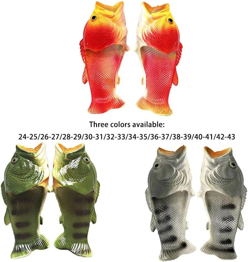 Funny Fish Slippers Children Adult Footwear Unique Design Family House Shoes Summer Beach Parent-Child Sandals Large Size, Red, 34-35