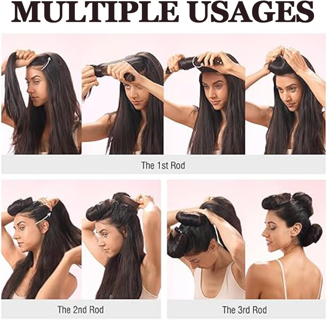 MEXRUMI Pack of 3 Heat-Free Hair Rollers, Hair Rollers, Overnight Blowout, Heatless Curls, Curls for Sleeping Styling Tool for Most Hair Types (Brown), Overnight Heatless Curls Blowout Rods image number 2