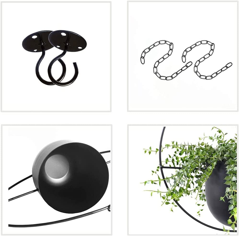 2 Pcs Hanging Planters for Indoor and Outdoor Plants with Hooks and Chains Metal Modern Wall and Ceiling Planter Minimalist Flower Pot Hold Planters Hanger for Home Decor image number 1