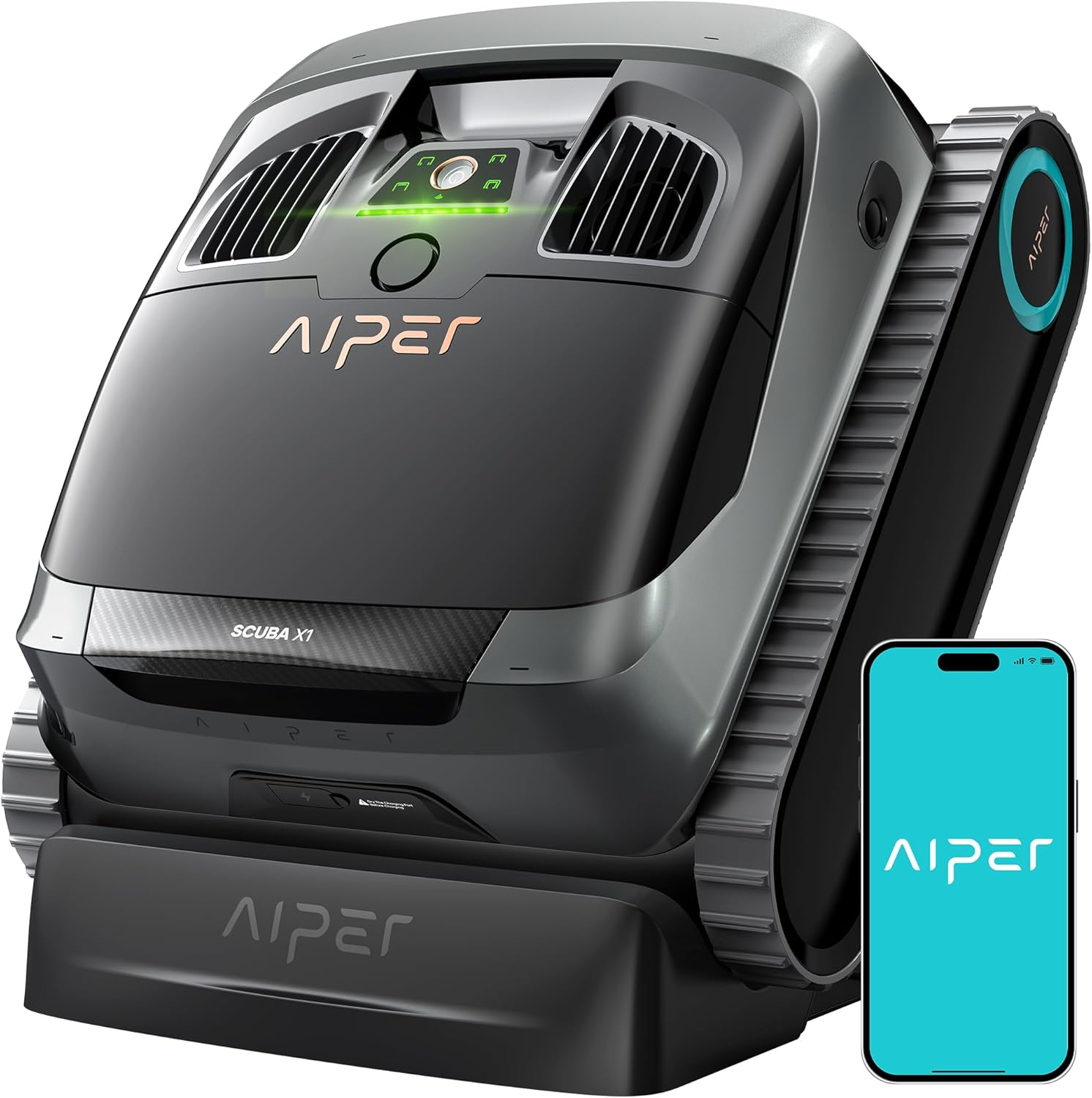 AIPER Scuba X1 Cordless Robotic Pool Cleaner, Upgraded Battery Life and Cross Pattern Smart Navigation, Horizontal Waterline Scrubbing, Ideal for Inground Pools up to 200㎡