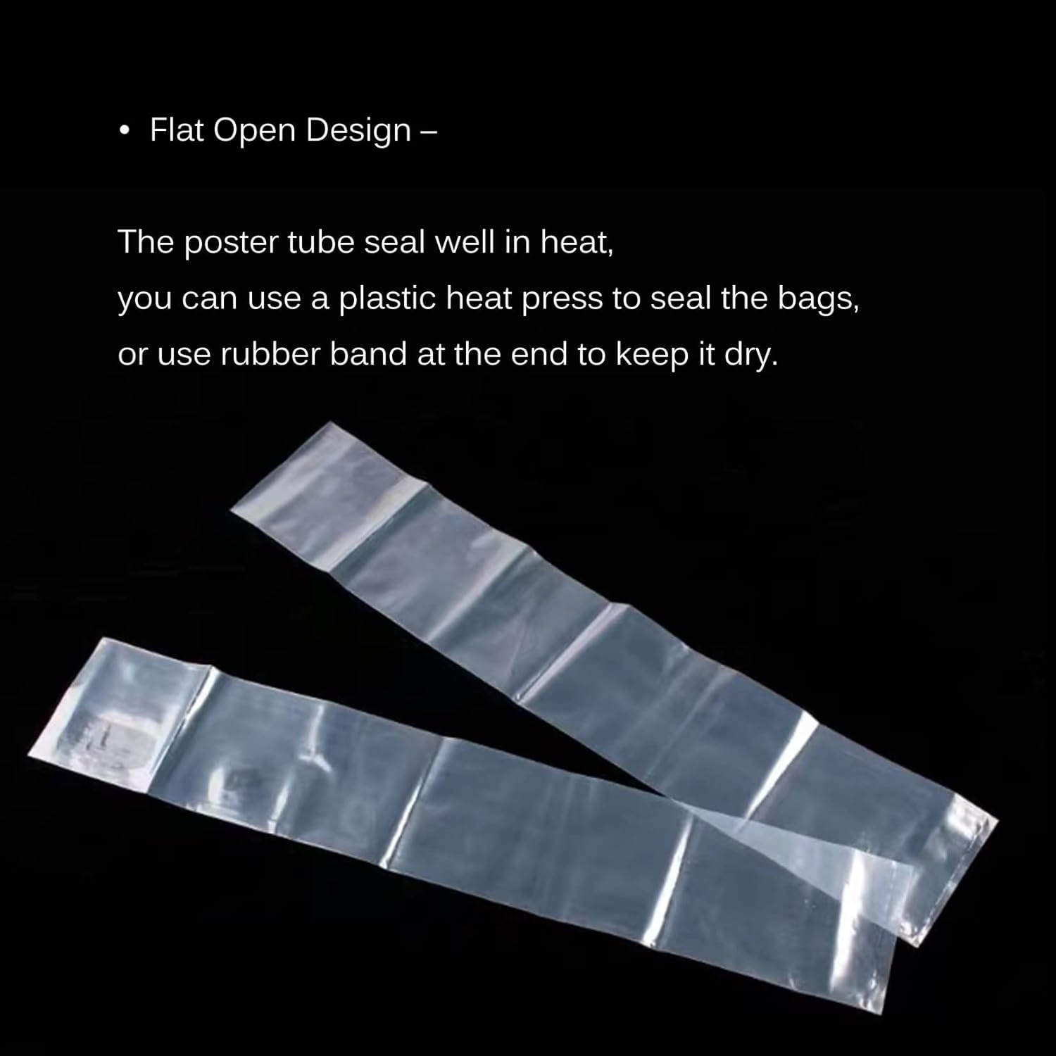 Long Plastic Sleeves 6X50 Inch 50 Pack Poster Poly Bags, 2 Mil Clear Flat Open Blueprint Storage Poster Tube for Large Narrow Items, Waterproof image number 2