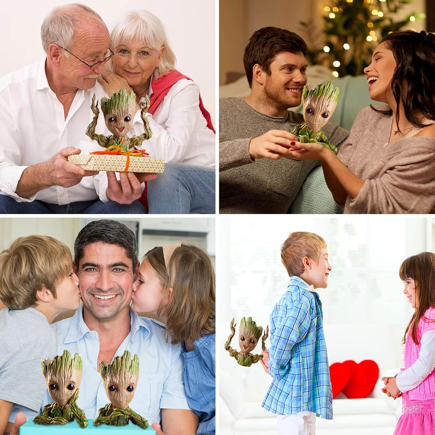 4 Styles Flowerpot Baby Groot Flower Pot Succulent Planter Pot Pencil Holder Office Party Ornament Christmas Birthday Gift (4 Styles) image number 6