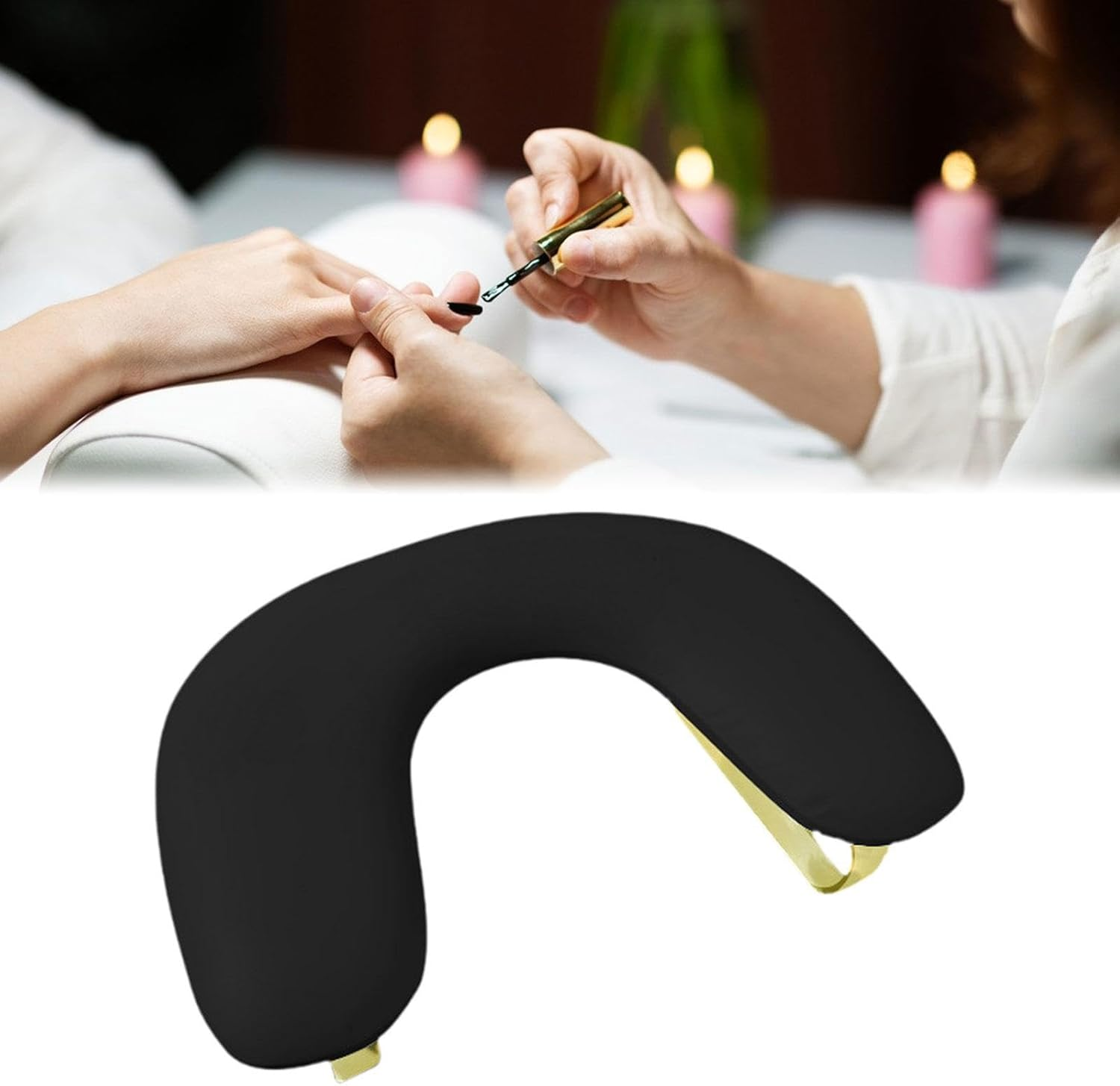 Ysyqkn U Shape Arm Rest Manicure Armrest Tilt Design Nail Arm Rest Stand Non Slip Portable for Home DIY Nail Salon Supplies Table, Black image number 1