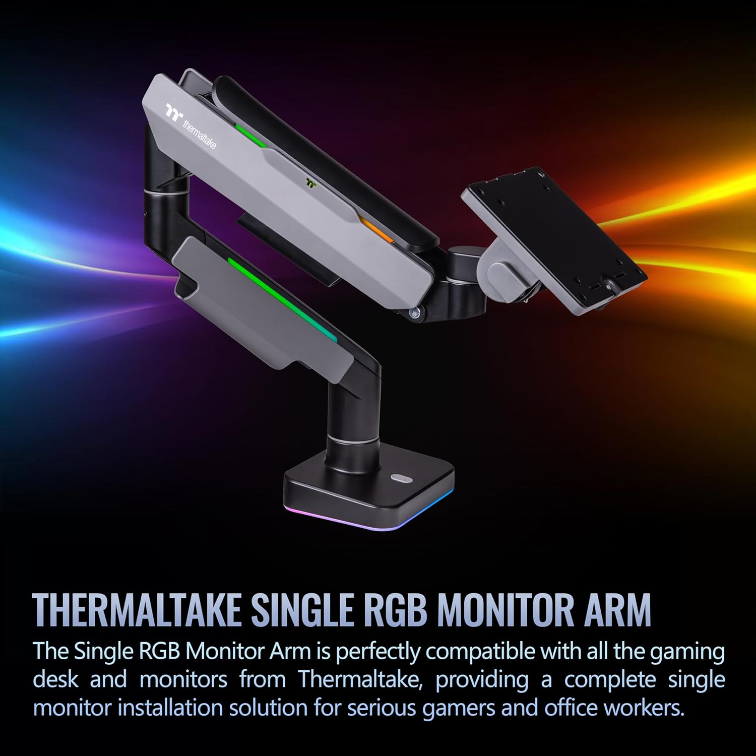 Thermaltake Gaming Gas Spring Single RGB Monitor Arm (Fits 17"- 49"), GEA-MSR-SMSBLK-01 image number 5